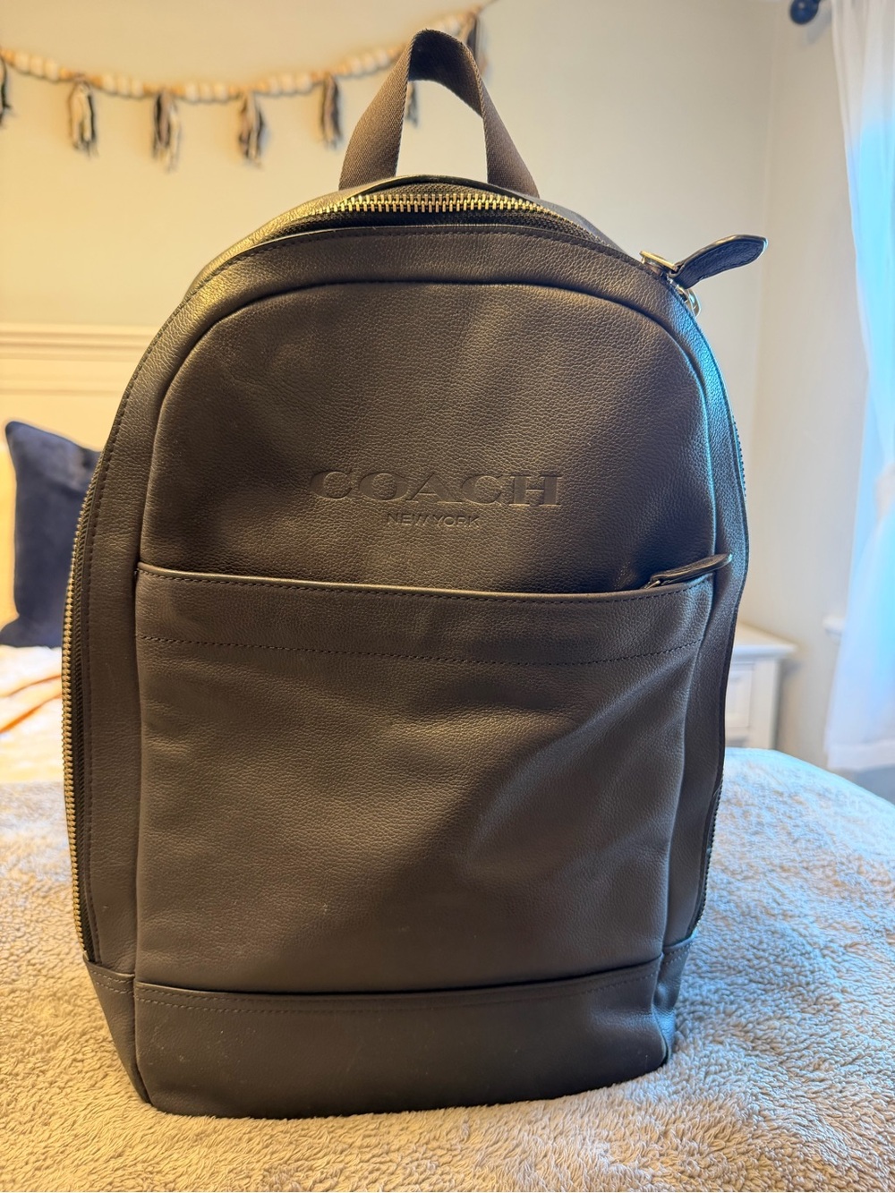 Coach Women's Blue Leather Backpack - Picture 2 of 8